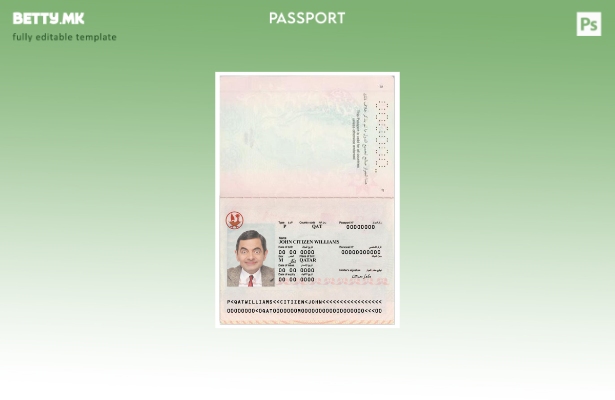 Шаблон за пасош на Катар во модерен стил